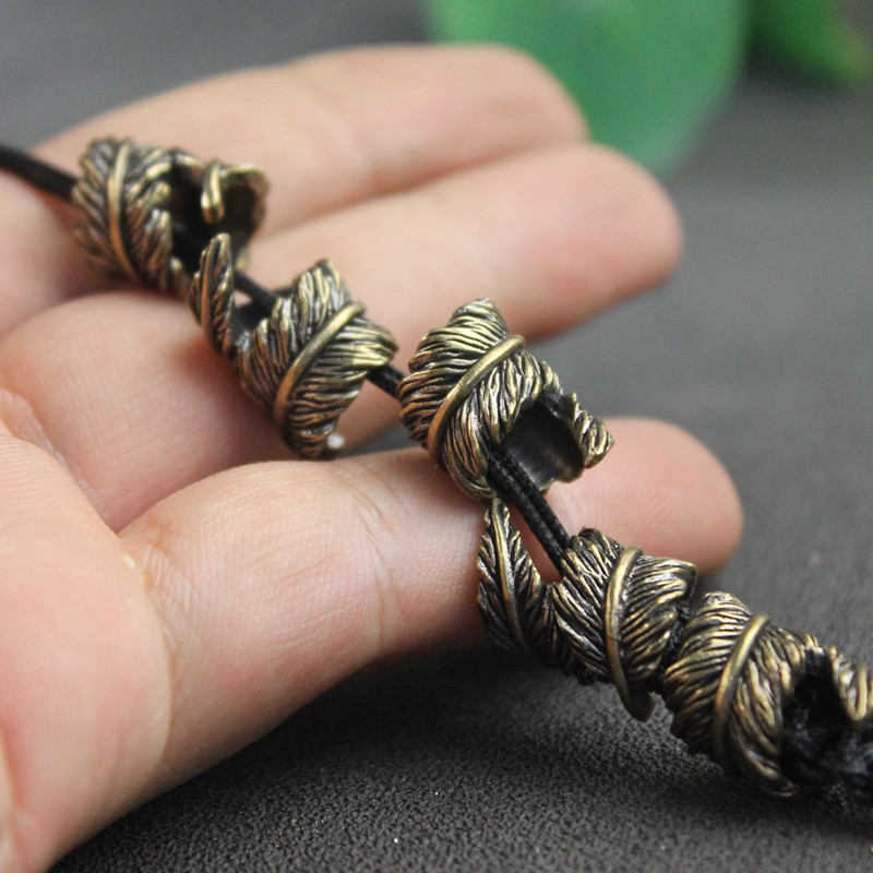 Paracord Survival Bracelet - 깃털 황동 칼 비즈 EDC 야외