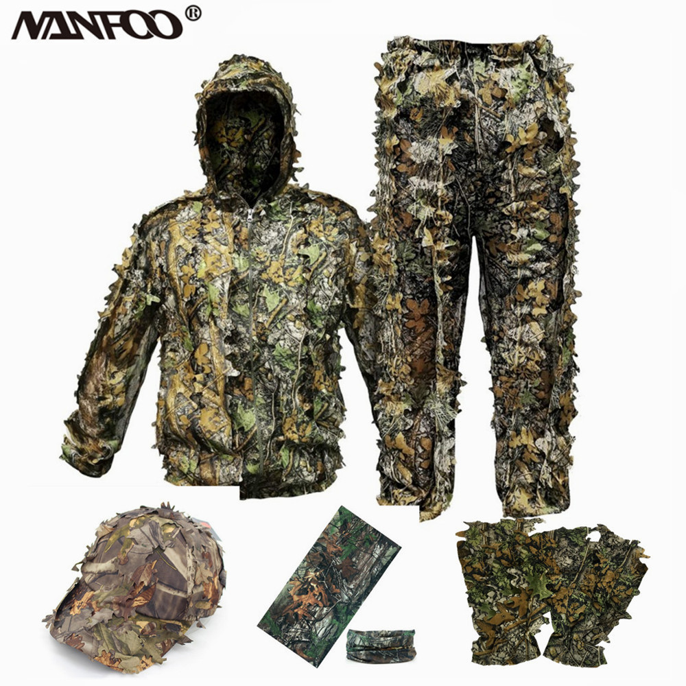 성인 3D 잎 생체 공학 위장 사냥 Ghillie 정장 - Camouflage Hunting Jacket 리뷰 및 가격