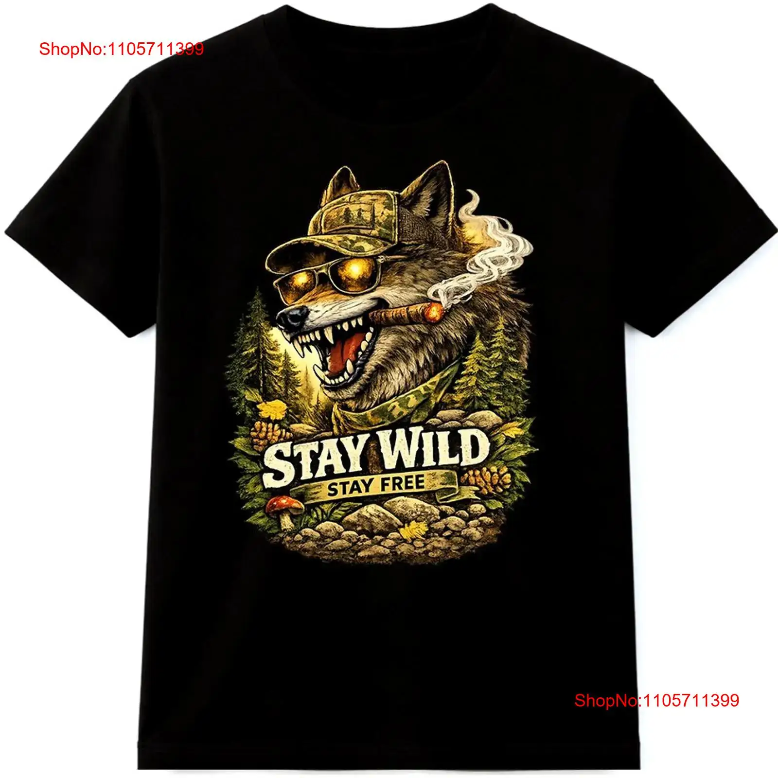 울프 티셔츠 Stay Wild Free 야외 야생동물  - Wildman Hunting & Outdoor Photos 리뷰 및 가격